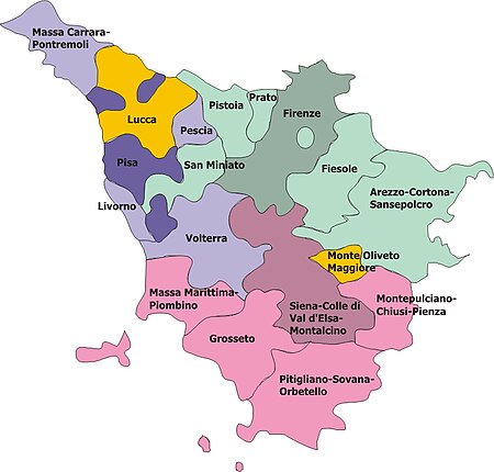 Mapa diecézí Toskánska