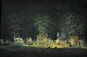 Représentation d'une fête de nuit dans les jardins du Petit Trianon