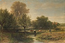 J.W. Bilders, 1867: 'Landschap te Oosterbeek / Landschap met vee', olieverfschilderij