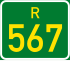 Regional route R567 shield