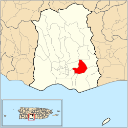Location of Barrio Sabanetas within the municipality of Ponce shown in red