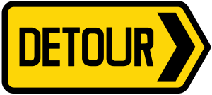 English: Detour in direction indicated