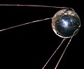 Image 80Sputnik 1, the first artificial satellite orbited Earth at 939 to 215 km (583 to 134 mi) in 1957, and was soon followed by Sputnik 2. See First satellite by country (Replica Pictured) (from Space exploration)
