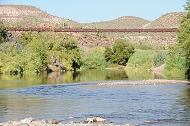 The Verde River Sheep Bridge crosses at approximately 45 feet above the river.
