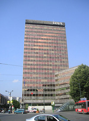 The headquarters of Banco Bilbao Vizcaya Argen...
