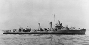 USS Bancroft (DD-598) off Boston in April 1942