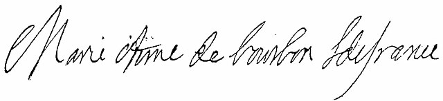 Signature de Marie-Anne de Bourbon
