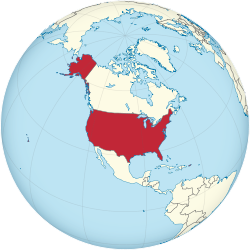 Peta tanah besar Amerika Syarikat termasuk Alaska dan Hawaii