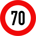 127: Maximum speed limit (70 km/h)