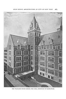 Photograph of the Wadleigh High School for Girls from shortly after its completion in 1902. Wadleigh High School for Girls, 1903.jpg