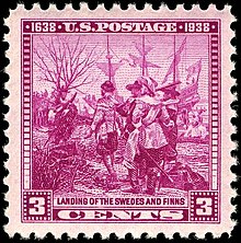 Founding of Wilmington stamp. (See New Sweden.) Wilmington founding stamp.JPG