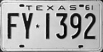 Номерной знак Техаса 1961 г. * 1392.jpg