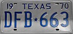 Номерной знак Техаса 1970 года DFB * 663.jpg