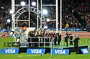 ☎∈ Military Wives singing God Save the Queen at the opening ceremony of the London Olympic Stadium on 5 May 2012.