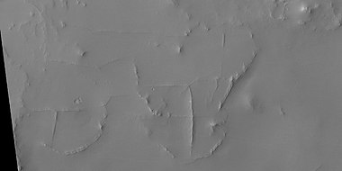 Enlargement of previous image of linear ridge network, as seen by HiRISE under HiWish program