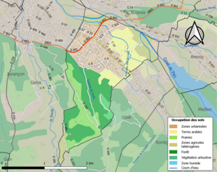 Carte en couleurs présentant l'occupation des sols.