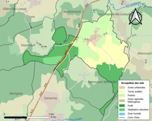 Carte en couleurs présentant l'occupation des sols.