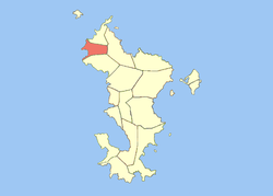 Location of the commune (in red) within Mayotte