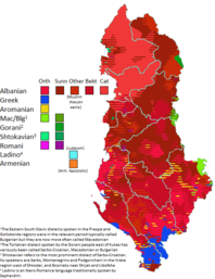 Regions with a traditional presence of ethnic groups other than Albanian.