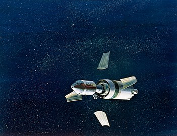 Művészi elképzelés, ahogy az Apollo űrhajó leválik az S–IVB-ről