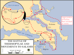Map showing major incidents of the second Persian invasion of Greece