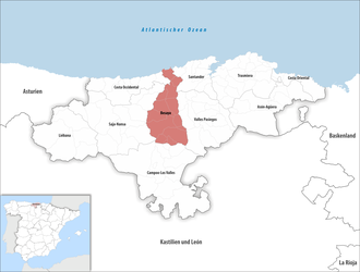 Die Lage der Comarca Besaya in der autonomen Gemeinschaft Kantabrien