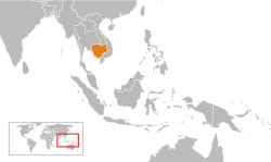 Карта с указанием местоположения Брунея и Камбоджи