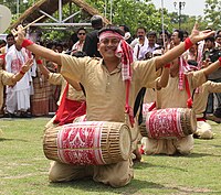 The Bihu festival, with dhuliya، is an Assamese Hindu tradition; it coincides with بیساکھی in north India, which is observed by Sikhs and Hindus.