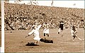 (Classic shot of Hockey Wizard Dhyan Chand scoring a goal in the 1936 Olympic hockey final http://www.bharatiyahockey.org/granthalaya/legend/1936/page7.htm)