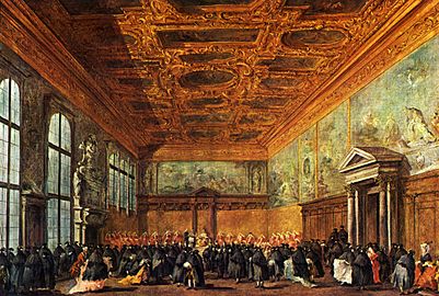 L'Audience du doge au palais ducal, Francesco Guardi, musée du Louvre, Paris.