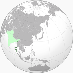 Light green: Claimed territoryDark green: Controlled territory (with Imperial Japanese assistance)
