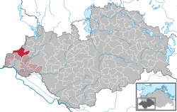 Elhelyezkedése Mecklenburg-Elő-Pomeránia térképén