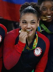 Gymnast Laurie Hernandez at the 2016 Summer Olympics Laurie Hernandez Rio 2016.jpg