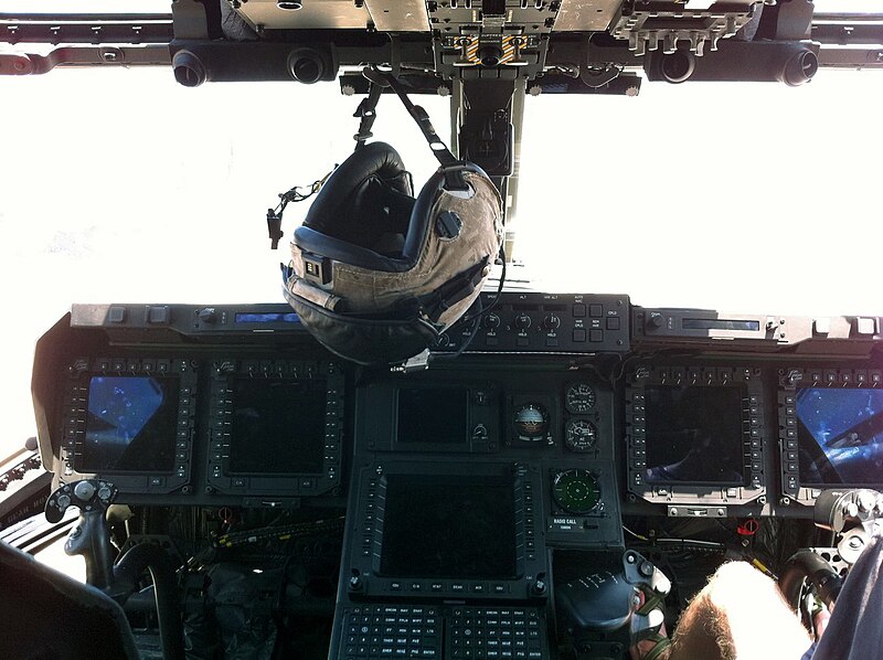  Bell-Boeing V-22 Osprey  (aeronave militar polivalente, catalogada como convertiplano USA) )  800px-MV-22_Osprey_cockpit