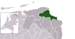 Highlighted position of Eemsdelta in a municipal map of Groningen