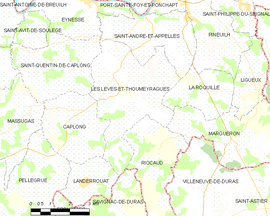 Mapa obce Les Lèves-et-Thoumeyragues