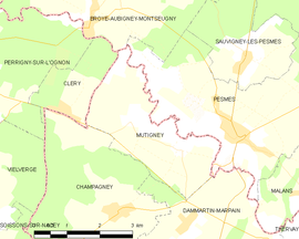 Mapa obce Mutigney
