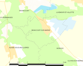 Mapa obce Bignicourt-sur-Marne
