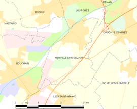 Mapa obce Neuville-sur-Escaut