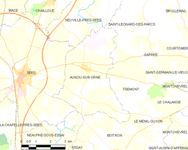 Mapa obce Aunou-sur-Orne
