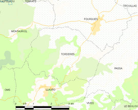 Mapa obce Tordères