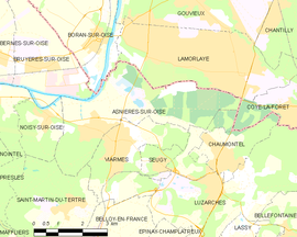 Mapa obce Asnières-sur-Oise