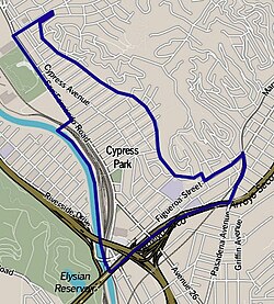 Boundaries of Cypress Park as drawn by the Los Angeles Times