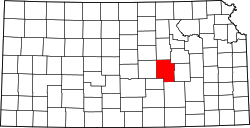 map of Kansas highlighting Marion County