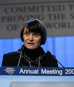 La conseillère fédérale Micheline Calmy-Rey au World Economic Forum en 2007.