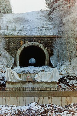 Muzlovský tunel během stavby koridoru Brno – Česká Třebová v roce 1998