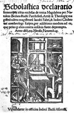 Scholastica declaratio sententiae, verko eldonita en 1519.