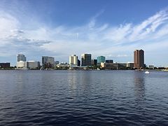 Skyline of Norfolk from across the Eastern Branch Elizabeth River in 2016