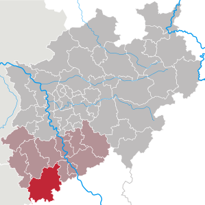 Lage des Kreis Euskirchen in Nordrhein-Westfalen (anklickbare Karte)