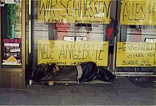 A homeless person sleeping on the street Obdachloser0001.JPG